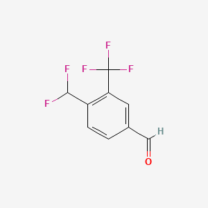 molecular formula C9H5F5O B13471416 4-(Difluoromethyl)-3-(trifluoromethyl)benzaldehyde 