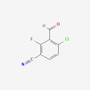 molecular formula C8H3ClFNO B13471432 4-Chloro-2-fluoro-3-formylbenzonitrile 