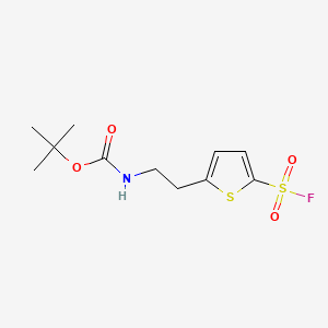 molecular formula C11H16FNO4S2 B13471447 tert-butyl N-{2-[5-(fluorosulfonyl)thiophen-2-yl]ethyl}carbamate 