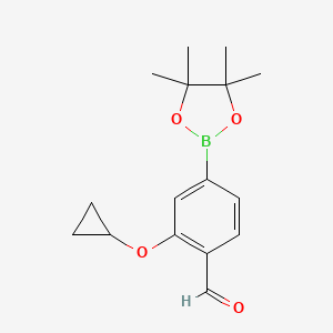 molecular formula C16H21BO4 B13471501 2-Cyclopropoxy-4-(4,4,5,5-tetramethyl-1,3,2-dioxaborolan-2-YL)benzaldehyde 