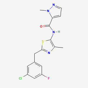 molecular formula C16H14ClFN4OS B13471508 N-{2-[(3-chloro-5-fluorophenyl)methyl]-4-methyl-1,3-thiazol-5-yl}-1-methyl-1H-pyrazole-5-carboxamide 