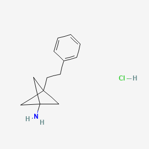 molecular formula C13H18ClN B13471515 3-(2-Phenylethyl)bicyclo[1.1.1]pentan-1-amine hydrochloride 