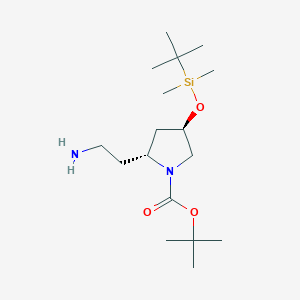 molecular formula C17H36N2O3Si B13471518 tert-butyl (2R,4R)-2-(2-aminoethyl)-4-[(tert-butyldimethylsilyl)oxy]pyrrolidine-1-carboxylate 