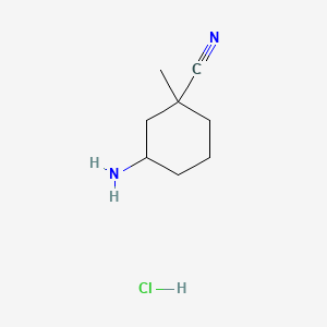 molecular formula C8H15ClN2 B13471585 3-Amino-1-methylcyclohexane-1-carbonitrile hydrochloride 