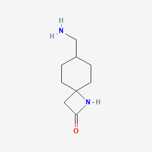 molecular formula C9H16N2O B13471597 7-(aminomethyl)-1-azaspiro[3.5]nonan-2-one, Mixture of diastereomers CAS No. 2297378-74-4