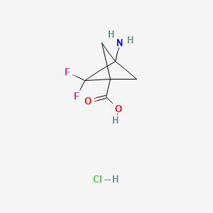 molecular formula C6H8ClF2NO2 B13471643 3-Amino-2,2-difluorobicyclo[1.1.1]pentane-1-carboxylic acid hydrochloride 