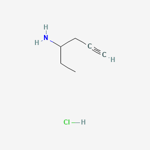 molecular formula C6H12ClN B13471645 Hex-5-yn-3-aminehydrochloride CAS No. 2913279-38-4