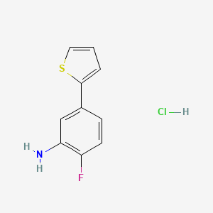 molecular formula C10H9ClFNS B13471670 2-Fluoro-5-(thiophen-2-yl)aniline hydrochloride 