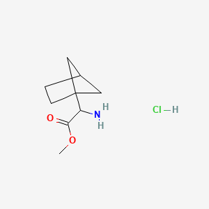 molecular formula C9H16ClNO2 B13471696 Methyl2-amino-2-{bicyclo[2.1.1]hexan-1-yl}acetatehydrochloride 