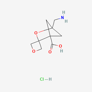 molecular formula C9H14ClNO4 B13471705 4-(Aminomethyl)-3-oxaspiro[bicyclo[2.1.1]hexane-2,3'-oxetane]-1-carboxylic acid hydrochloride 
