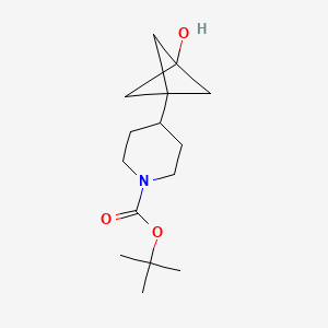 molecular formula C15H25NO3 B13471835 Tert-butyl 4-{3-hydroxybicyclo[1.1.1]pentan-1-yl}piperidine-1-carboxylate 