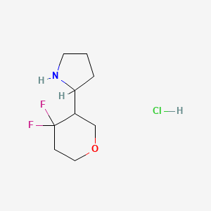 molecular formula C9H16ClF2NO B13471850 2-(4,4-Difluorooxan-3-yl)pyrrolidine hydrochloride 