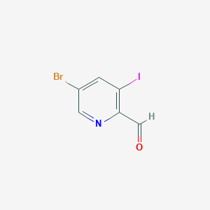 molecular formula C6H3BrINO B13471857 5-Bromo-3-iodopicolinaldehyde CAS No. 1289060-10-1