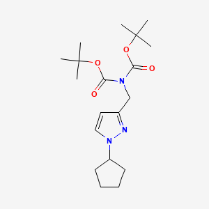 molecular formula C19H31N3O4 B13471872 tert-butyl N-[(tert-butoxy)carbonyl]-N-[(1-cyclopentyl-1H-pyrazol-3-yl)methyl]carbamate 
