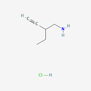 molecular formula C6H12ClN B13471890 3-(Aminomethyl)pent-1-yne hydrochloride 