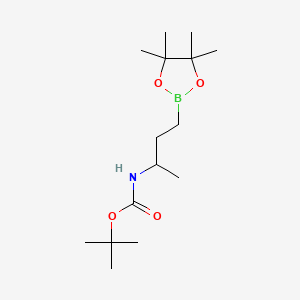 molecular formula C15H30BNO4 B13471896 tert-butyl N-[4-(4,4,5,5-tetramethyl-1,3,2-dioxaborolan-2-yl)butan-2-yl]carbamate CAS No. 2179309-41-0