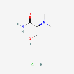 molecular formula C5H13ClN2O2 B13471934 (2R)-2-(dimethylamino)-3-hydroxypropanamide hydrochloride 