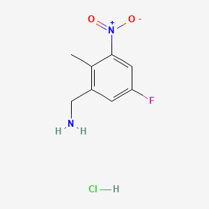 molecular formula C8H10ClFN2O2 B13472023 1-(5-Fluoro-2-methyl-3-nitrophenyl)methanaminehydrochloride 