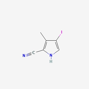 molecular formula C6H5IN2 B13472051 4-iodo-3-methyl-1H-pyrrole-2-carbonitrile 