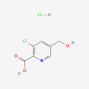 molecular formula C7H7Cl2NO3 B13472053 3-Chloro-5-(hydroxymethyl)pyridine-2-carboxylic acid hydrochloride 