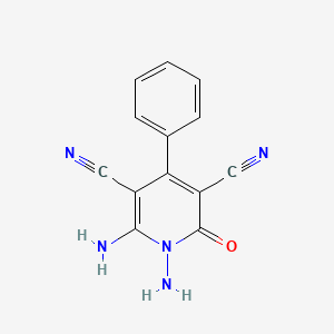 molecular formula C13H9N5O B1347218 1,6-Diamino-2-oxo-4-phenyl-1,2-dihydropyridine-3,5-dicarbonitrile CAS No. 79388-04-8