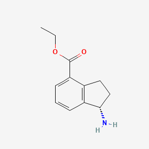 molecular formula C12H15NO2 B13472191 Ethyl (S)-1-aminoindane-4-carboxylate 