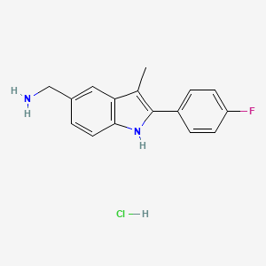 molecular formula C16H16ClFN2 B13472210 1-[2-(4-fluorophenyl)-3-methyl-1H-indol-5-yl]methanamine hydrochloride 