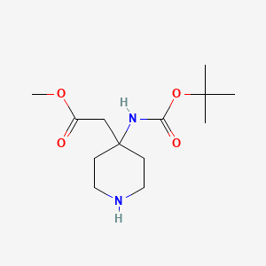 molecular formula C13H24N2O4 B13472212 Methyl 2-(4-{[(tert-butoxy)carbonyl]amino}piperidin-4-yl)acetate CAS No. 2901100-18-1
