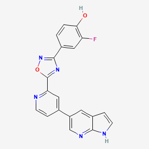 molecular formula C20H12FN5O2 B13472222 2-fluoro-4-[5-(4-{1H-pyrrolo[2,3-b]pyridin-5-yl}pyridin-2-yl)-1,2,4-oxadiazol-3-yl]phenol 