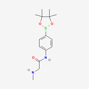 molecular formula C15H23BN2O3 B13472290 2-(Methylamino)-N-(4-(4,4,5,5-tetramethyl-1,3,2-dioxaborolan-2-yl)phenyl)acetamide 