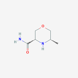 molecular formula C6H12N2O2 B13472343 (3S,5S)-5-methylmorpholine-3-carboxamide 
