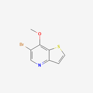 molecular formula C8H6BrNOS B13472345 6-Bromo-7-methoxythieno[3,2-b]pyridine 