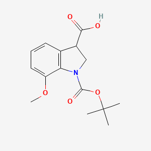 molecular formula C15H19NO5 B13472366 1-[(tert-butoxy)carbonyl]-7-methoxy-2,3-dihydro-1H-indole-3-carboxylic acid 