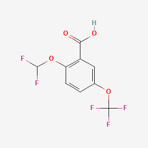 molecular formula C9H5F5O4 B13472367 2-(Difluoromethoxy)-5-(trifluoromethoxy)benzoic acid CAS No. 2804564-38-1