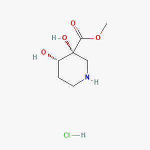 molecular formula C7H14ClNO4 B13472373 rac-methyl (3R,4S)-3,4-dihydroxypiperidine-3-carboxylate hydrochloride 