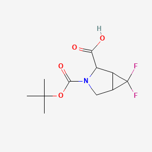 molecular formula C11H15F2NO4 B13472404 3-[(Tert-butoxy)carbonyl]-6,6-difluoro-3-azabicyclo[3.1.0]hexane-2-carboxylic acid 