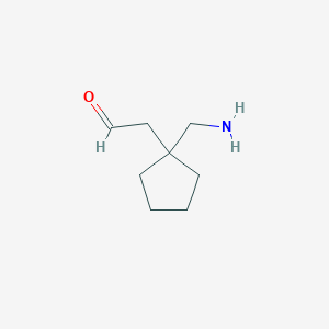 molecular formula C8H15NO B13472411 2-[1-(Aminomethyl)cyclopentyl]acetaldehyde 
