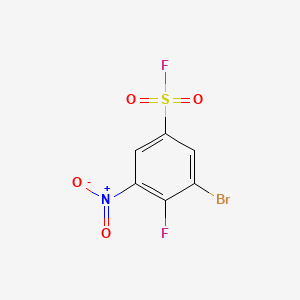 molecular formula C6H2BrF2NO4S B13472490 3-Bromo-4-fluoro-5-nitrobenzene-1-sulfonyl fluoride 