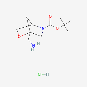 molecular formula C11H21ClN2O3 B13472499 Tert-butyl1-(aminomethyl)-2-oxa-5-azabicyclo[2.2.1]heptane-5-carboxylatehydrochloride 