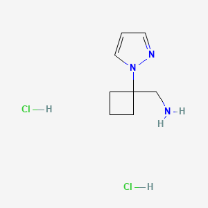 molecular formula C8H15Cl2N3 B13472515 1-[1-(1H-pyrazol-1-yl)cyclobutyl]methanamine dihydrochloride 