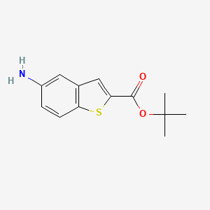 molecular formula C13H15NO2S B13472525 Tert-butyl 5-aminobenzo[b]thiophene-2-carboxylate 