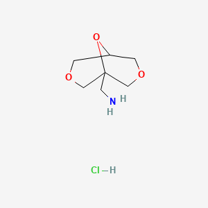 molecular formula C7H14ClNO3 B13472636 1-{3,7,9-Trioxabicyclo[3.3.1]nonan-1-yl}methanamine hydrochloride 