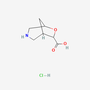 molecular formula C7H12ClNO3 B13472658 6-Oxa-3-azabicyclo[3.2.1]octane-7-carboxylic acid hydrochloride 