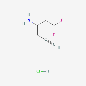 molecular formula C6H10ClF2N B13472685 1,1-Difluorohex-5-yn-3-amine hydrochloride 