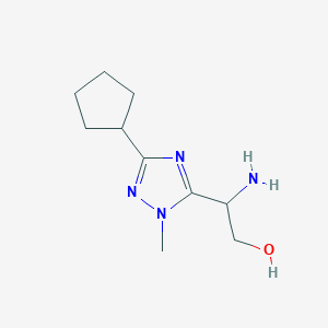 molecular formula C10H18N4O B13472732 2-Amino-2-(3-cyclopentyl-1-methyl-1h-1,2,4-triazol-5-yl)ethan-1-ol 