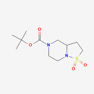 molecular formula C11H20N2O4S B13472778 1,1-Dimethylethyl hexahydro-5H-isothiazolo[2,3-a]pyrazine-5-carboxylate 1,1-dioxide 