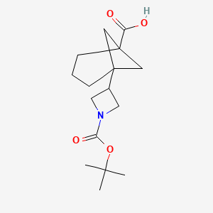 molecular formula C16H25NO4 B13472807 5-{1-[(Tert-butoxy)carbonyl]azetidin-3-yl}bicyclo[3.1.1]heptane-1-carboxylic acid 