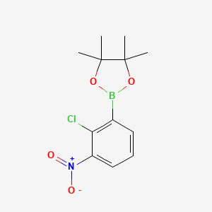 molecular formula C12H15BClNO4 B13472830 2-(2-Chloro-3-nitrophenyl)-4,4,5,5-tetramethyl-1,3,2-dioxaborolane 