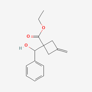 molecular formula C15H18O3 B13472885 Ethyl 1-[hydroxy(phenyl)methyl]-3-methylidenecyclobutane-1-carboxylate 