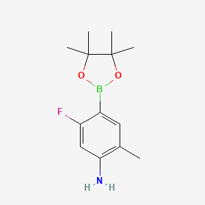molecular formula C13H19BFNO2 B13472924 5-Fluoro-2-methyl-4-(4,4,5,5-tetramethyl-1,3,2-dioxaborolan-2-yl)aniline 